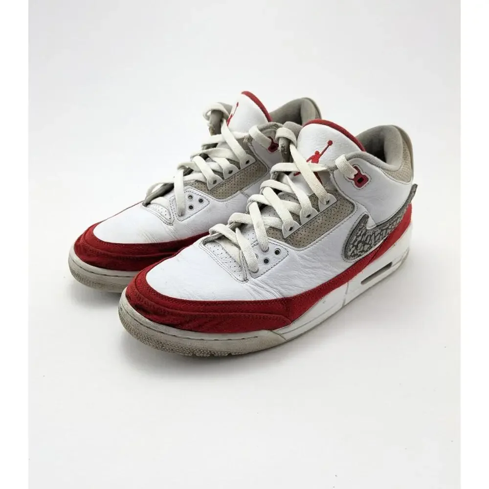Mens Jordan 3 Retro‎ 'Tinker White University Red' Shoes CJ0939-100 Size 10.5